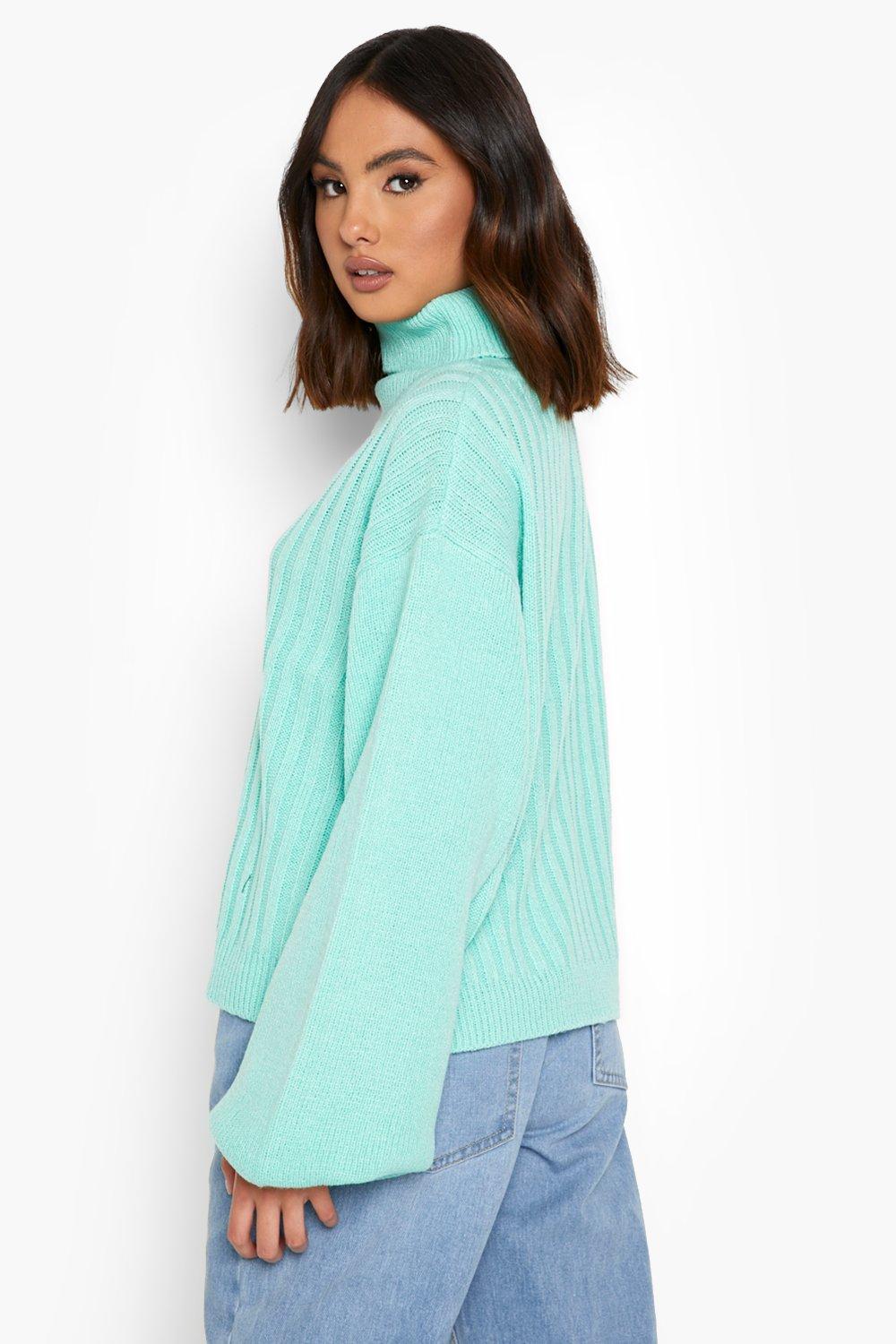 Green balloon sleeve top jumper